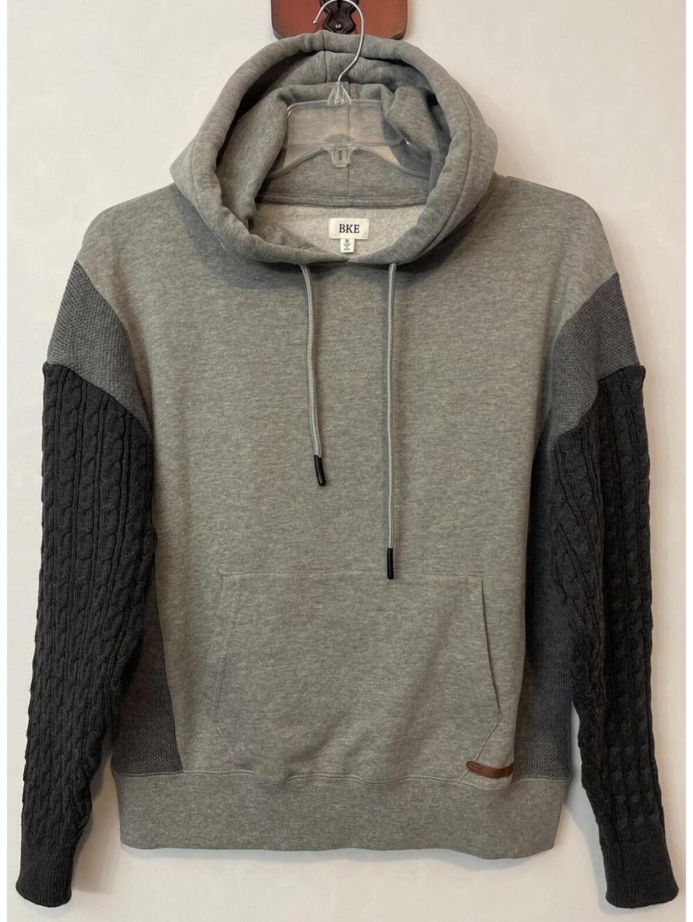 BKE Womens Medium Gray Pullover Cotton Knit Blended Hooded Sweatshirt! A2604
